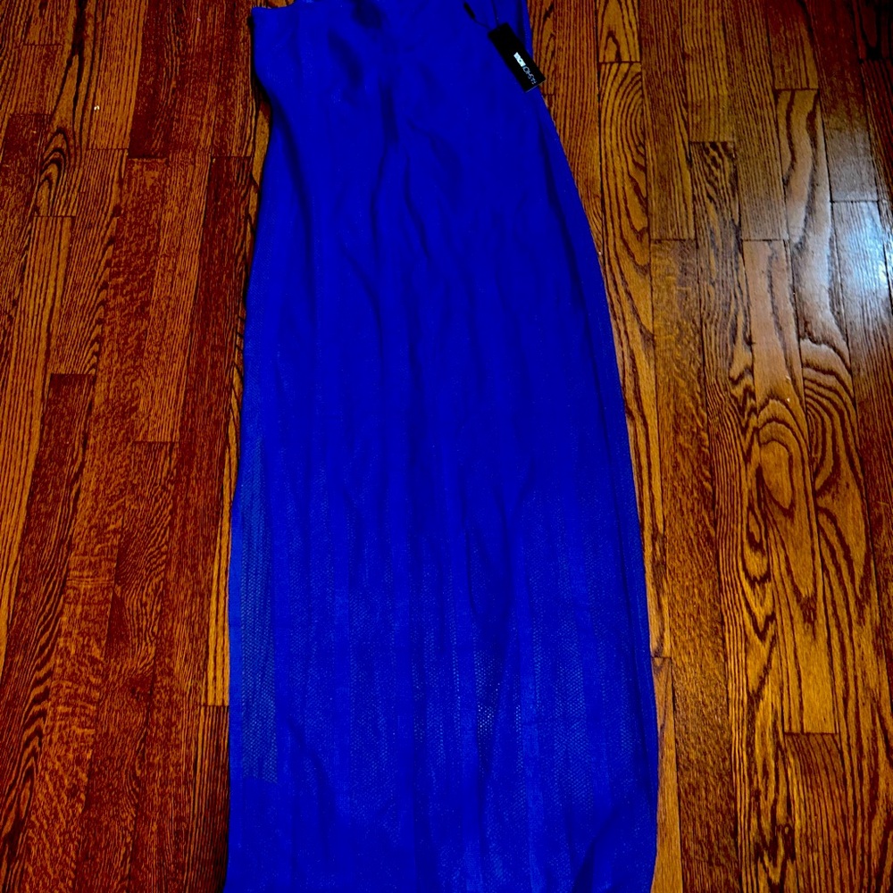 Brand new blue netted tank cover up dress